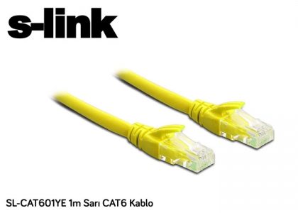S-link SL-CAT601YE 1M Sarı Cat6 Patch Kablo