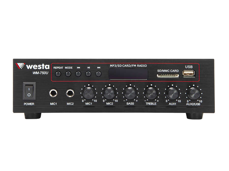 WESTA WM-750U 80W 100V Trafolu USB Bluetooth Mikser Amfi