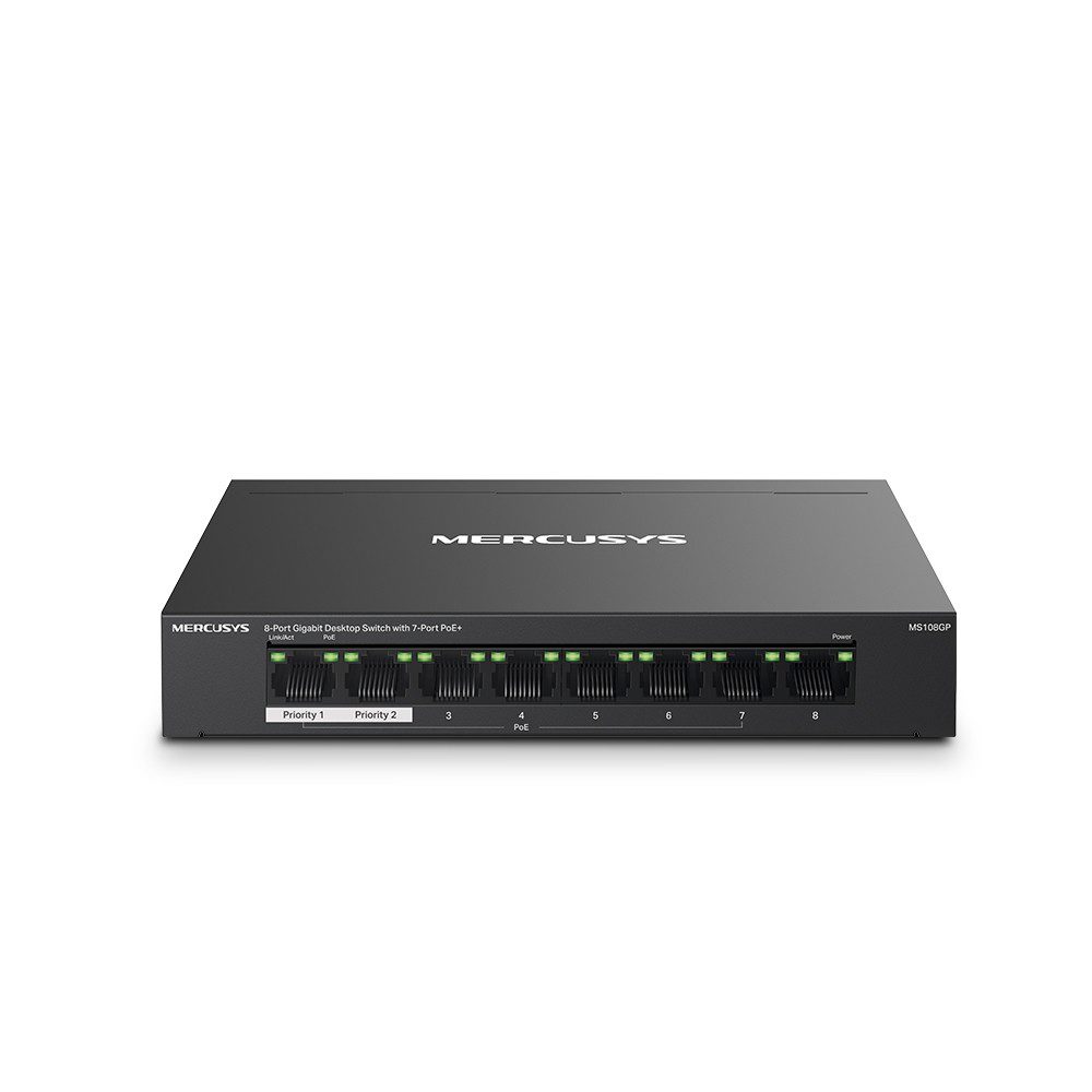 TP-Link Mercusys MS108GP 8 Port 10/100/1000 7 PORT 65W PoE Yönetilemez Switch