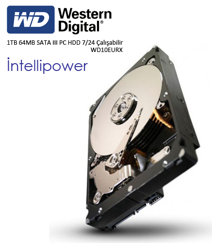 WD 3.5 AV - GP 1TB 7200 RPM 64MB SATA3 PC HDD WD10EURX (7/24 Çalışma)