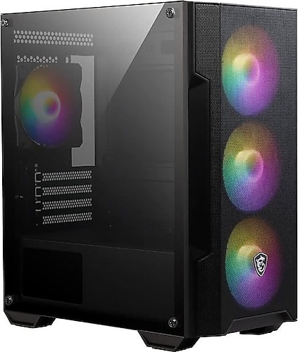 MSI MAG Forge M100A D60 600W 80+ Akrilik yan panel 3x120mm 1x120mm Auto RGB Fan mATX Gaming Bilgisayar Kasası