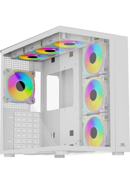 POWERBOOST SEAVIEW AKVARYUM PB-SS02W PSU Yok USB 3.0 Mesh 7X12CM RGB FAN GAMING ATX KASA BEYAZ