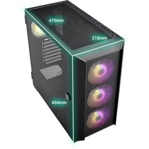 FSP CMT318 750w 80+ 4 x RGB FANLI E-ATX Full Tower Oyuncu Kasası Full Siyah