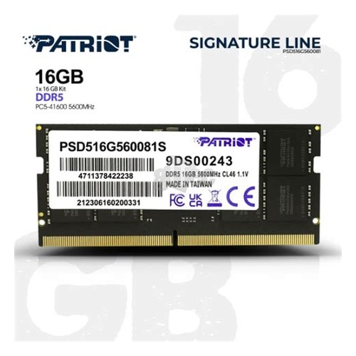 PATRIOT 16GB DDR5 5600Mhz CL46 Notebook Ram PSD516G560081S